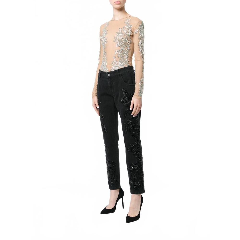 NEW AMEN beaded boyfriend jean in black